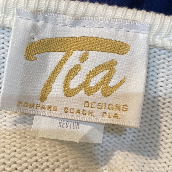 TIA DESIGNS women's embroidery sweater Size M, Button-Up, Navy design, Cotton - Picture 8 of 10